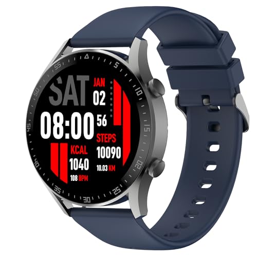 Fire-Boltt India's No 1 Smartwatch Brand Talk 2 Bluetooth Calling Smartwatch with Dual Button, Hands On Voice Assistance, 120 Sports Modes, in Built Mic & Speaker with IP68 Rating (Navy Blue)
