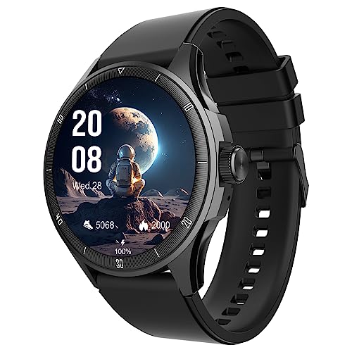 beatXP Vega Neo 1.43” AMOLED Bluetooth Calling Smartwatch with 466 * 466 Pixel, 60 Hz Refresh Rate, 500 Nits, Always on Display, Health Tracking, 100+ Sports Modes (Black Strap, 1.43)