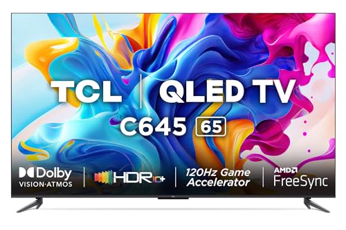 TCL 164 cm (65 inches) 4K Ultra HD Smart QLED Google TV 65C645 (Black)