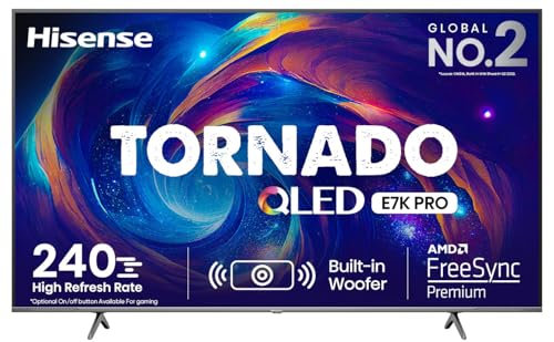 Hisense 139 cm (55 inches) Tornado Series 4K Ultra HD Smart QLED TV 55E7K PRO (Dark Grey)